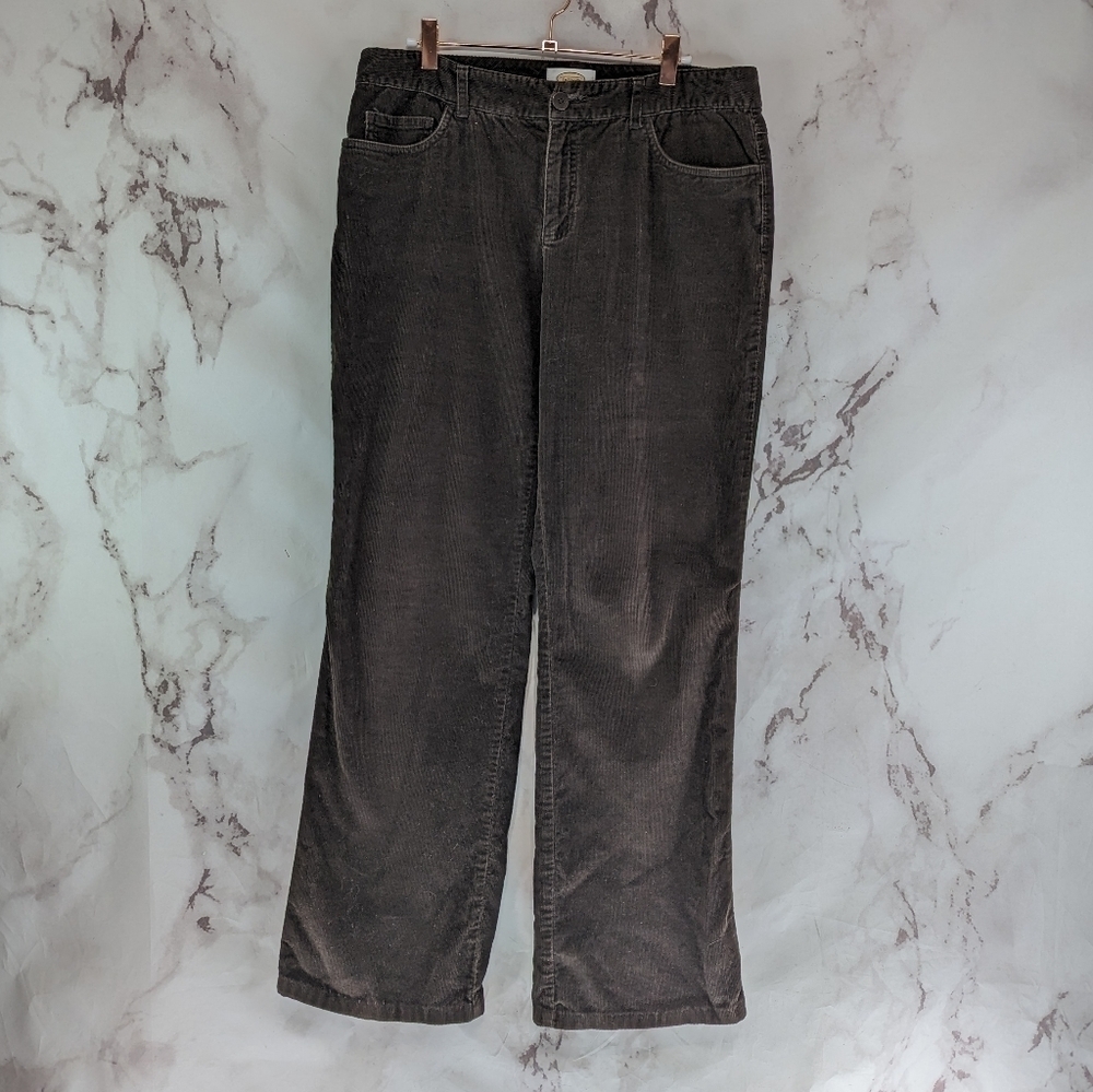 Talbots Pant Women 10 Brown Corduroy High Mid Rise Straight Leg Stretch